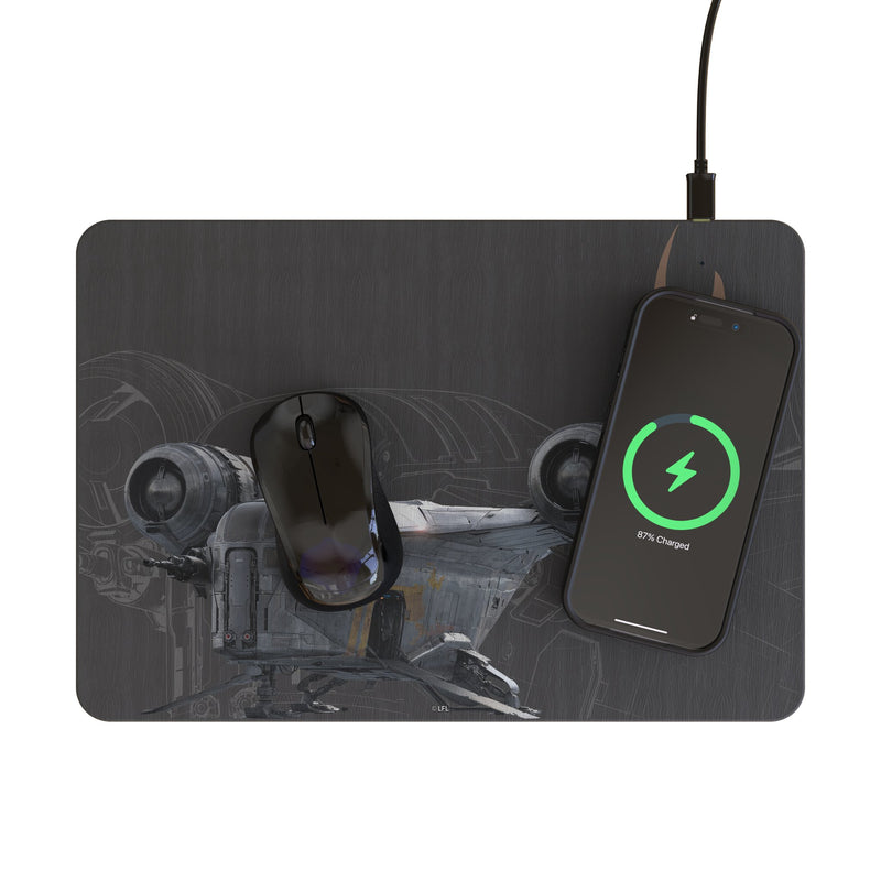 Star Wars Razor Crest FactionTech 15-Watt Wireless Charger and Mouse Pad Lifestyle.Jpg