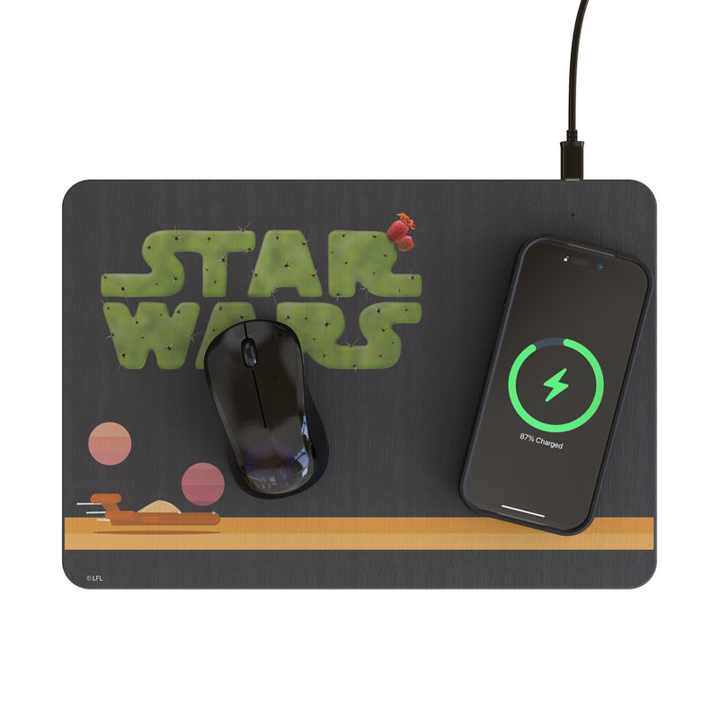 Star Wars Tatooine Locality Fade 15-Watt Wireless Charger and Mouse Pad Lifestyle.Jpg