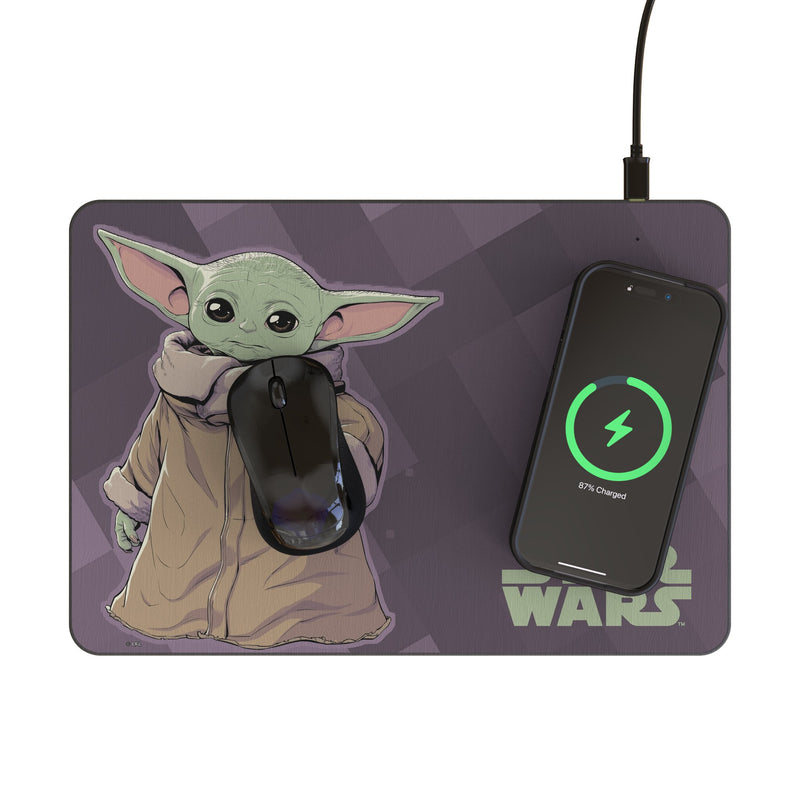 Star Wars: The Mandalorian Grogu Color Block 15-Watt Wireless Charger and Mouse Pad Lifestyle.Jpg