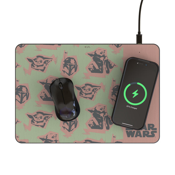 Star Wars: The Mandalorian Grogu Pattern 15-Watt Wireless Charger and Mouse Pad Lifestyle.Jpg