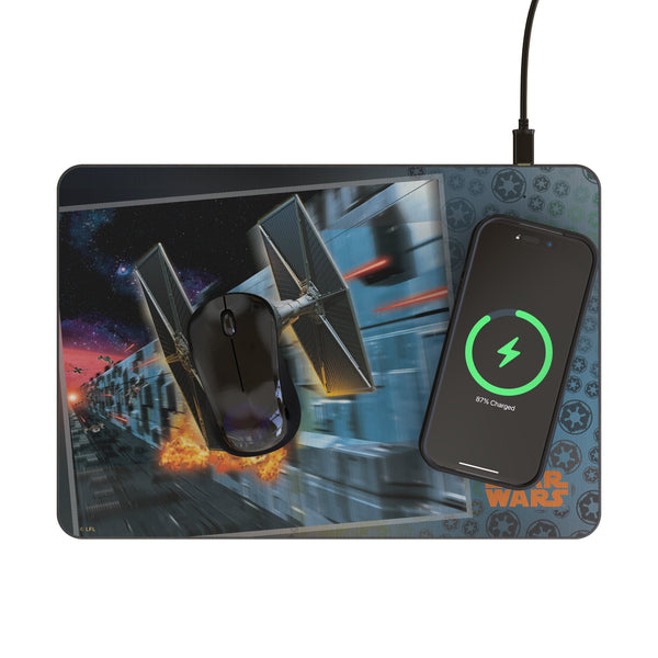 Star Wars TIE Fighter Portrait 15-Watt Wireless Charger and Mouse Pad Lifestyle.Jpg