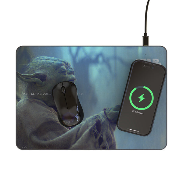 Star Wars Yoda Cinematic Moments: Discovery 15-Watt Wireless Charger and Mouse Pad Lifestyle.Jpg