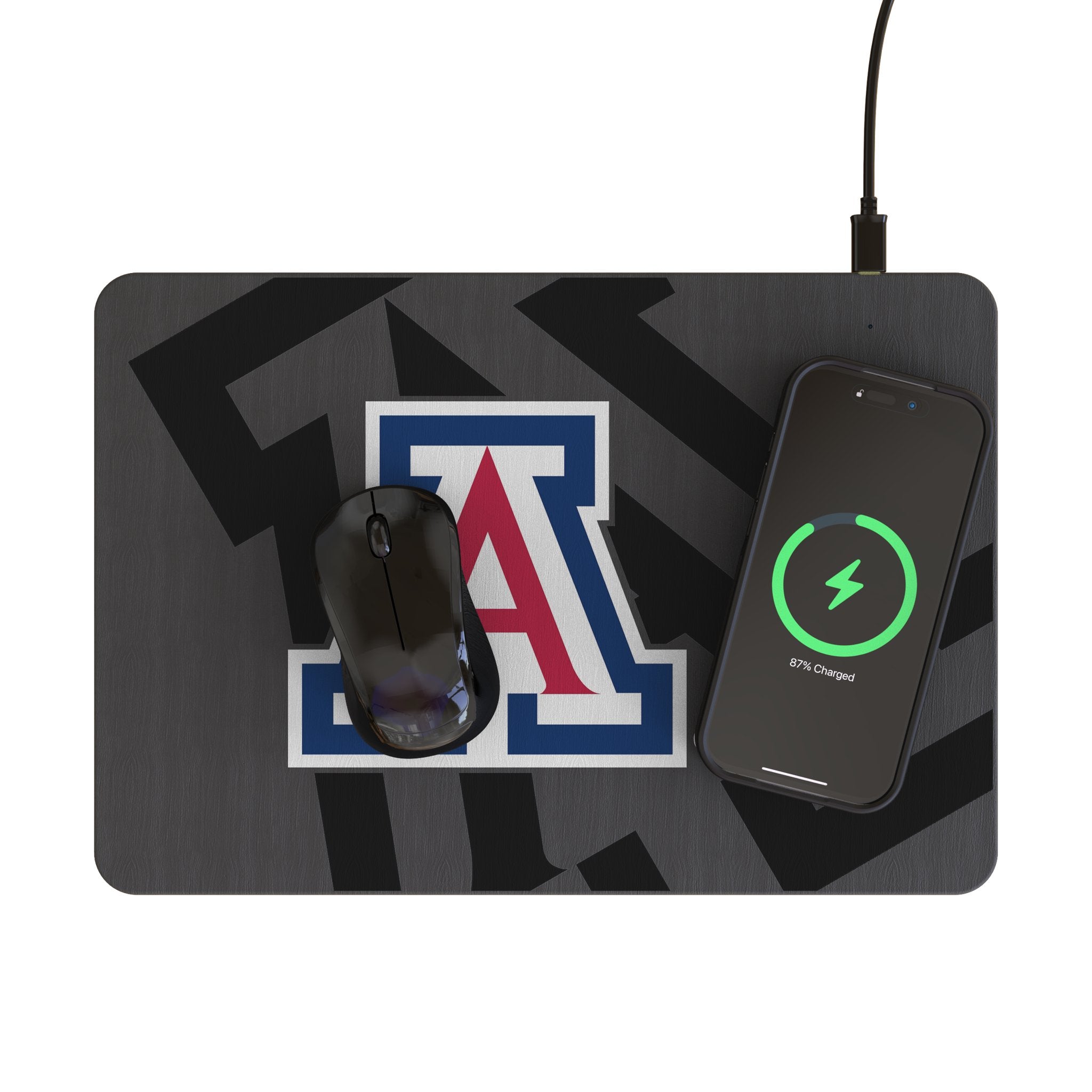 University of Arizona Wildcats Monocolor Tilt 15-Watt Wireless Charger and Mouse Pad Lifestyle.Jpg