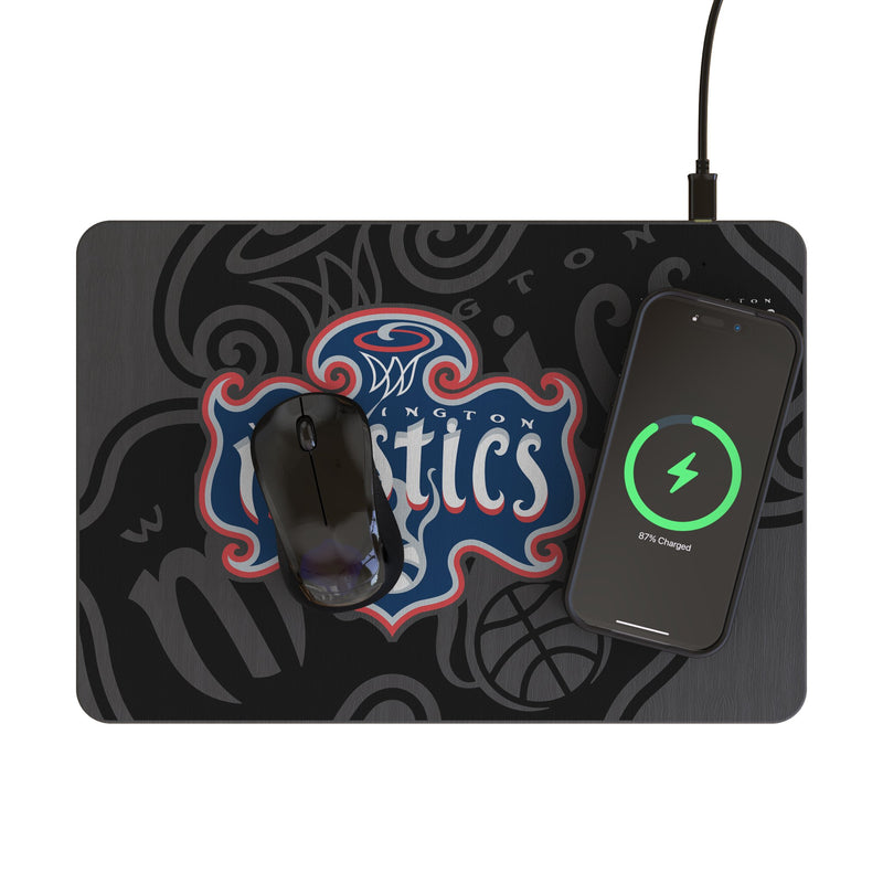 Washington Mystics Monocolor Tilt 15-Watt Wireless Charger and Mouse Pad Lifestyle.Jpg
