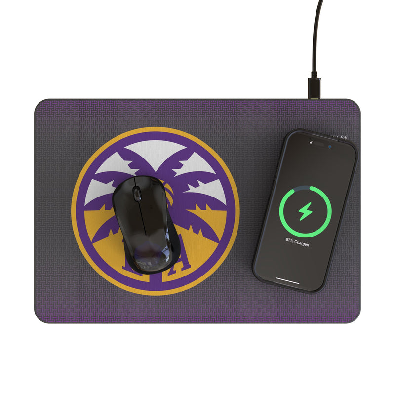 Los Angeles Sparks Linen 15-Watt Wireless Charger and Mouse Pad Lifestyle.Jpg