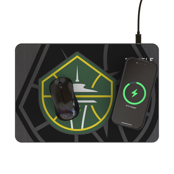 Seattle Storm Monocolor Tilt 15-Watt Wireless Charger and Mouse Pad Lifestyle.Jpg