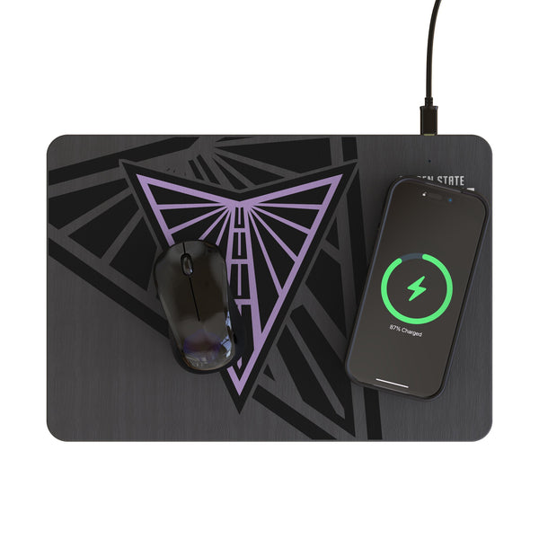 Golden State Valkyries Monocolor Tilt 15-Watt Wireless Charger and Mouse Pad Lifestyle.Jpg