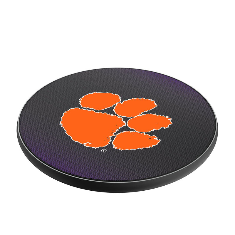 Clemson University Tigers Linen 15-Watt Wireless Charger Iso.Jpg
