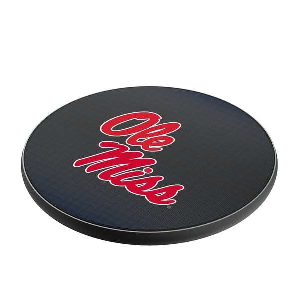 University of Mississippi Rebels Linen 15-Watt Wireless Charger Iso.Jpg