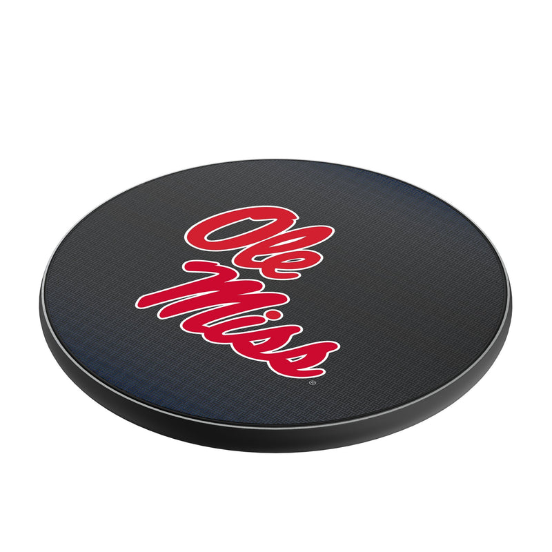 University of Mississippi Rebels Linen 15-Watt Wireless Charger Iso.Jpg