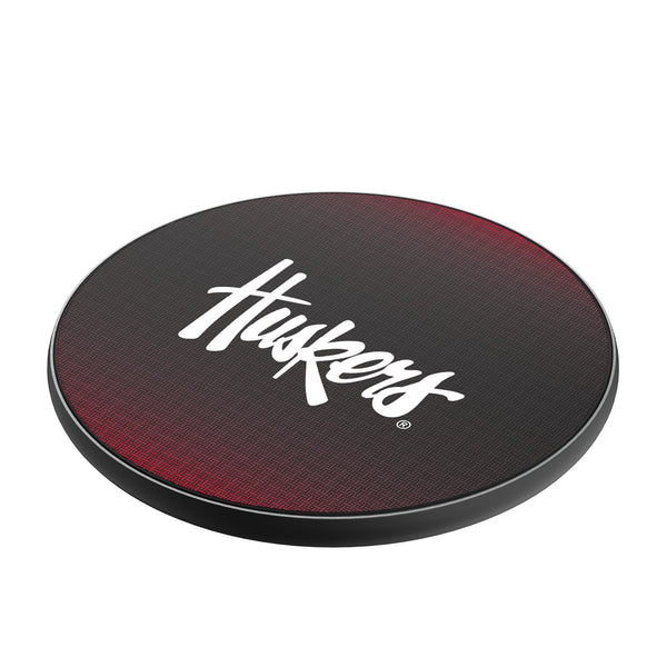 University of Nebraska Huskers Linen 15-Watt Wireless Charger Iso.Jpg
