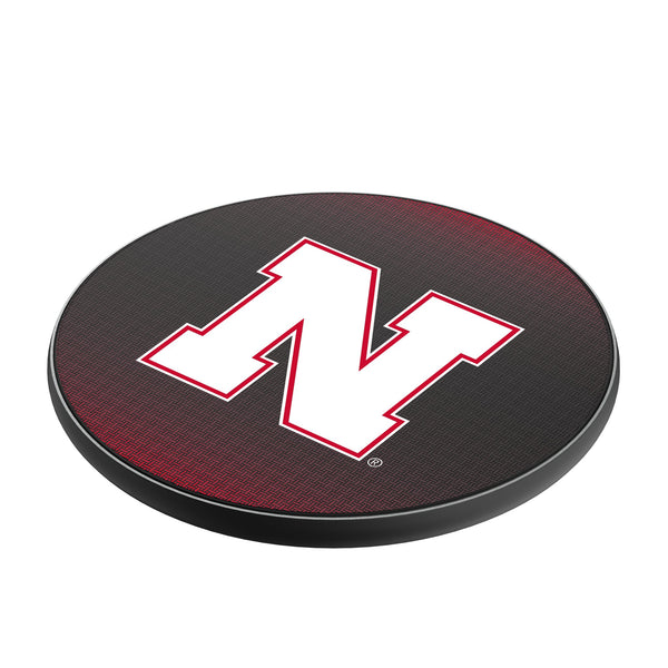 University of Nebraska Huskers Block N Linen 15-Watt Wireless Charger Iso.Jpg