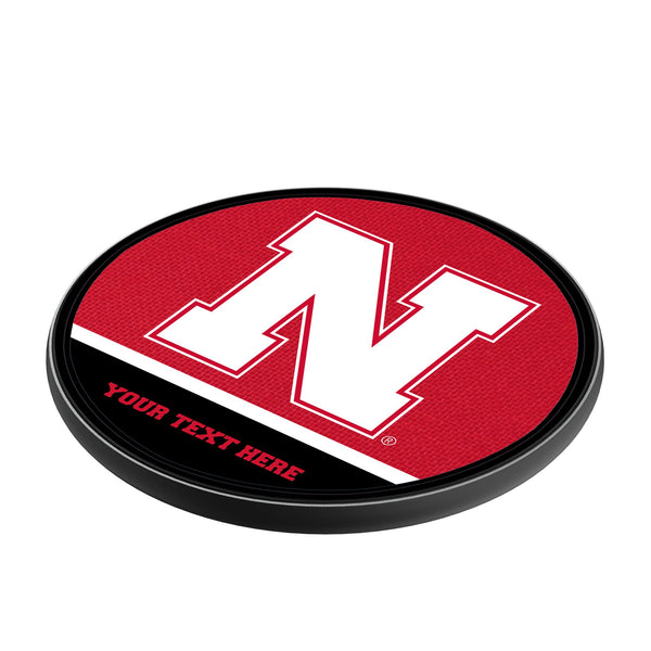 University of Nebraska Huskers Block N Personalized Endzone Solid 15-Watt Wireless Charger Iso.Jpg