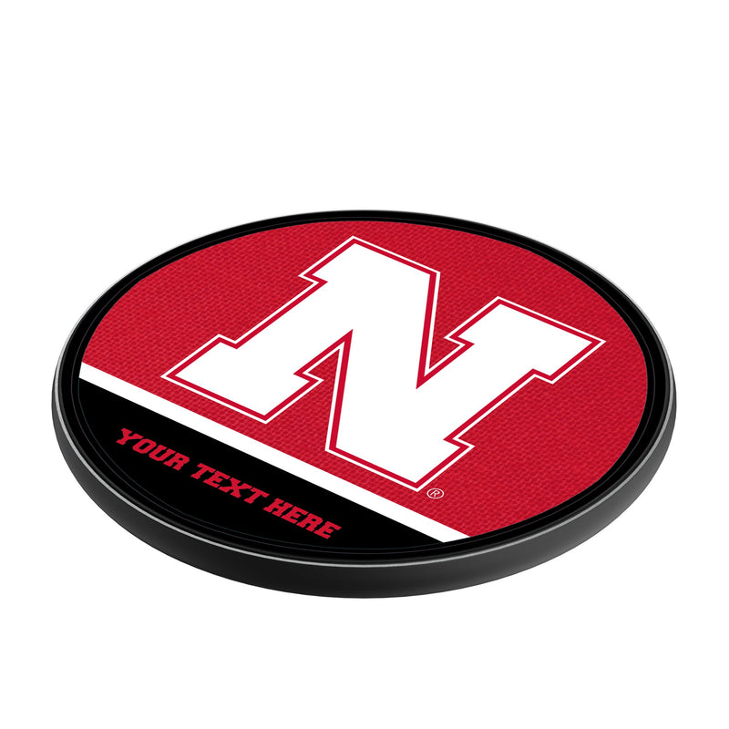 University of Nebraska Huskers Block N Personalized Endzone Solid 15-Watt Wireless Charger Iso.Jpg