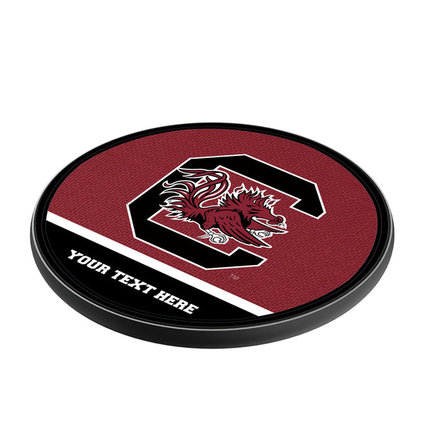 University of South Carolina Gamecocks Personalized Endzone Solid 15-Watt Wireless Charger Iso.Jpg