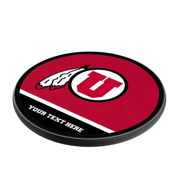 University of Utah Utes Personalized Endzone Solid 15-Watt Wireless Charger Iso.Jpg