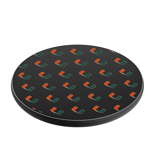 University of Miami Hurricanes Fashion Pattern 15-Watt Wireless Charger Iso.Jpg