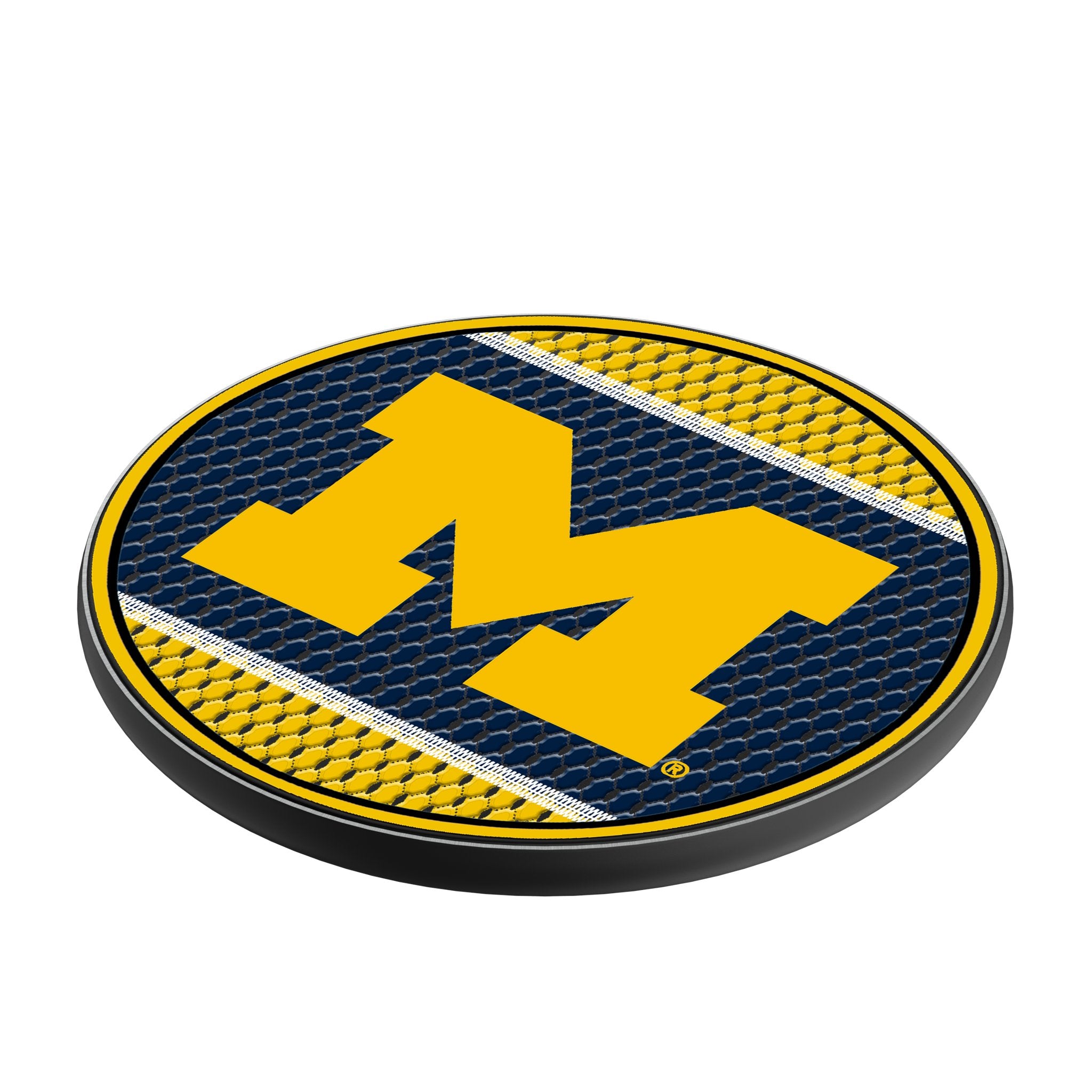 University of Michigan Wolverines Mesh 15-Watt Wireless Charger Iso.Jpg