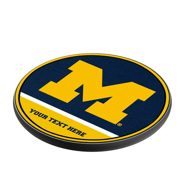 University of Michigan Wolverines Personalized Endzone Solid 15-Watt Wireless Charger Iso.Jpg