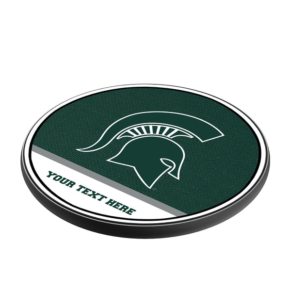 Michigan State University Spartans Personalized Endzone Solid 15-Watt Wireless Charger Iso.Jpg