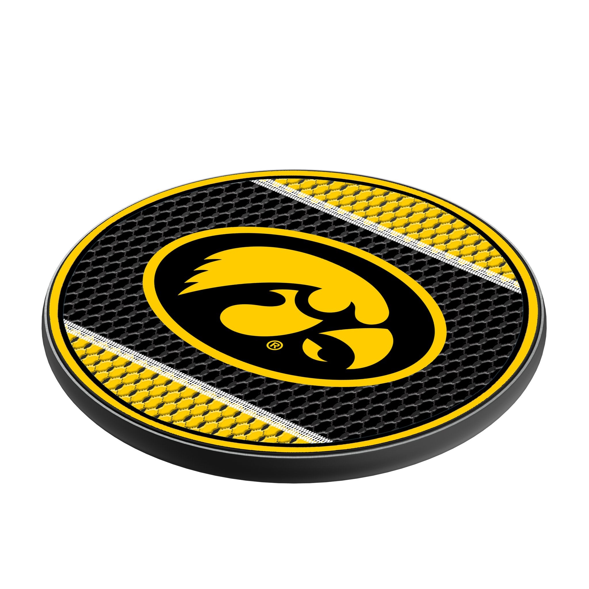 University of Iowa Hawkeyes Mesh 15-Watt Wireless Charger Iso.Jpg