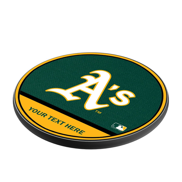 Oakland Athletics Personalized Endzone Solid 15-Watt Wireless Charger Iso.Jpg