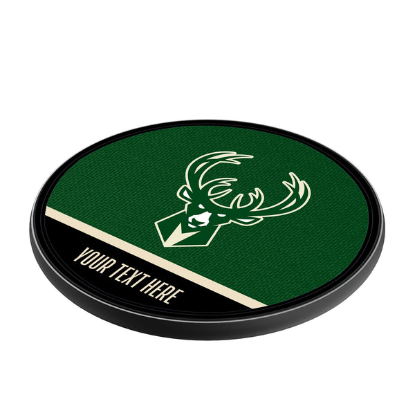 Milwaukee Bucks Personalized Endzone Solid 15-Watt Wireless Charger Iso.Jpg