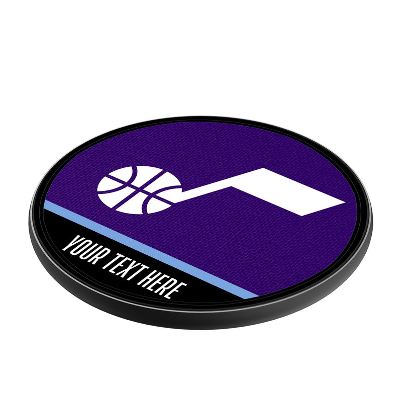 Utah Jazz Personalized Endzone Solid 15-Watt Wireless Charger Iso.Jpg
