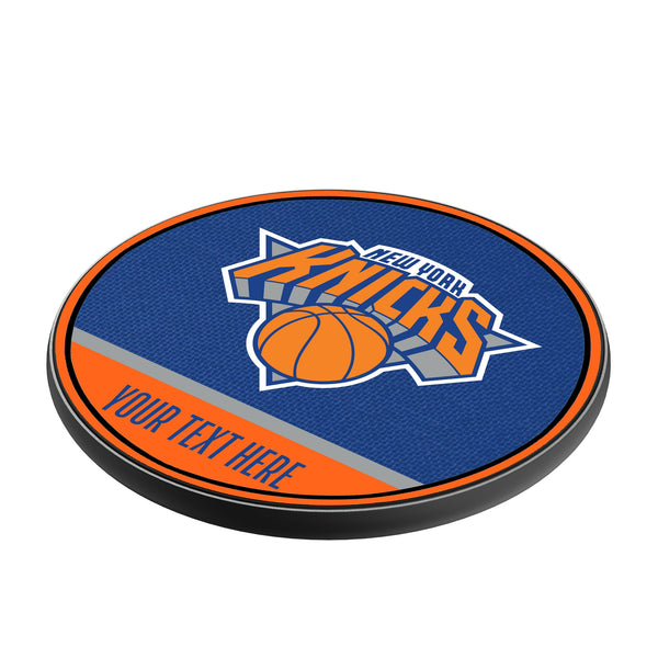New York Knicks Personalized Endzone Solid 15-Watt Wireless Charger Iso.Jpg