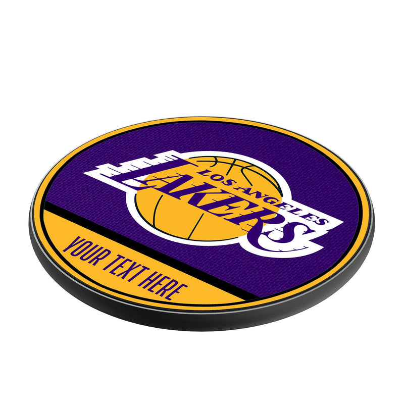 Los Angeles Lakers Personalized Endzone Solid 15-Watt Wireless Charger Iso.Jpg
