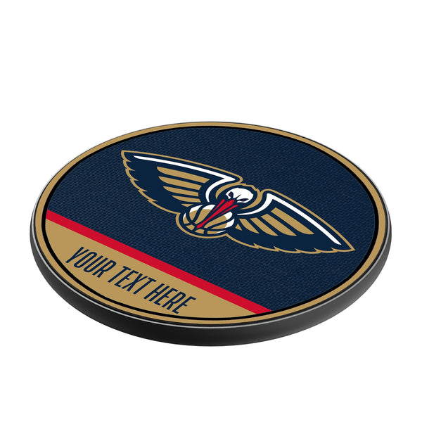 New Orleans Pelicans Personalized Endzone Solid 15-Watt Wireless Charger Iso.Jpg