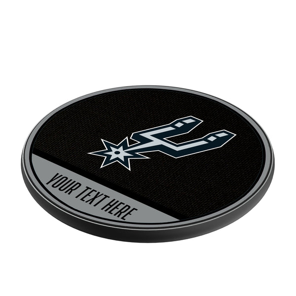 San Antonio Spurs Personalized Endzone Solid 15-Watt Wireless Charger Iso.Jpg
