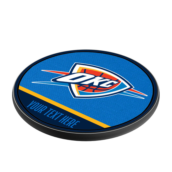 Oklahoma City Thunder Personalized Endzone Solid 15-Watt Wireless Charger Iso.Jpg