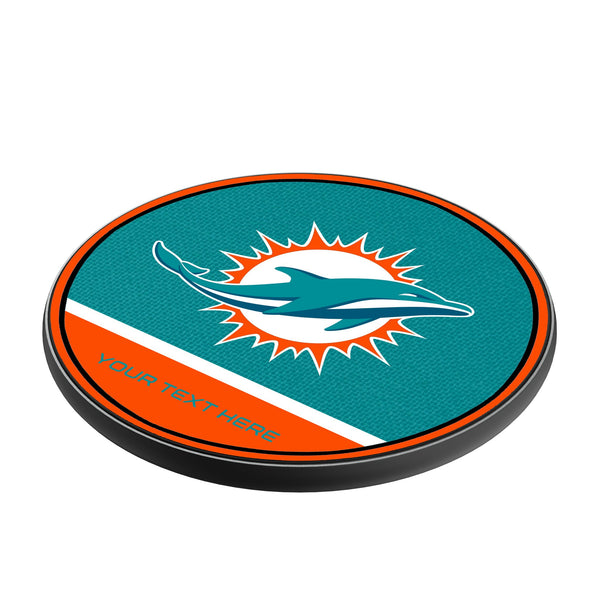 Miami Dolphins Personalized Endzone Solid 15-Watt Wireless Charger Iso.Jpg