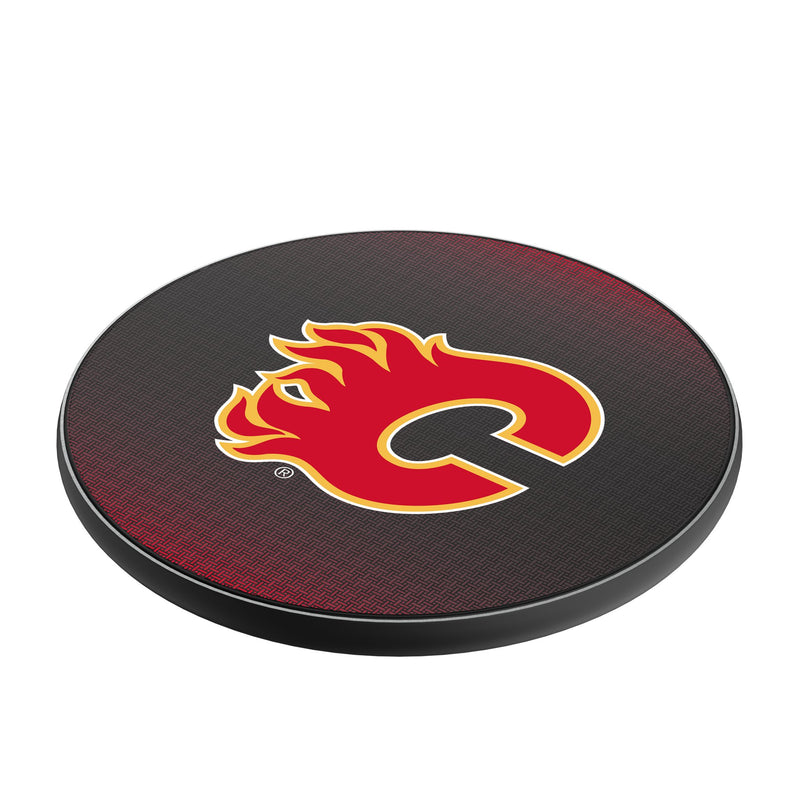 Calgary Flames Linen 15-Watt Wireless Charger Iso.Jpg