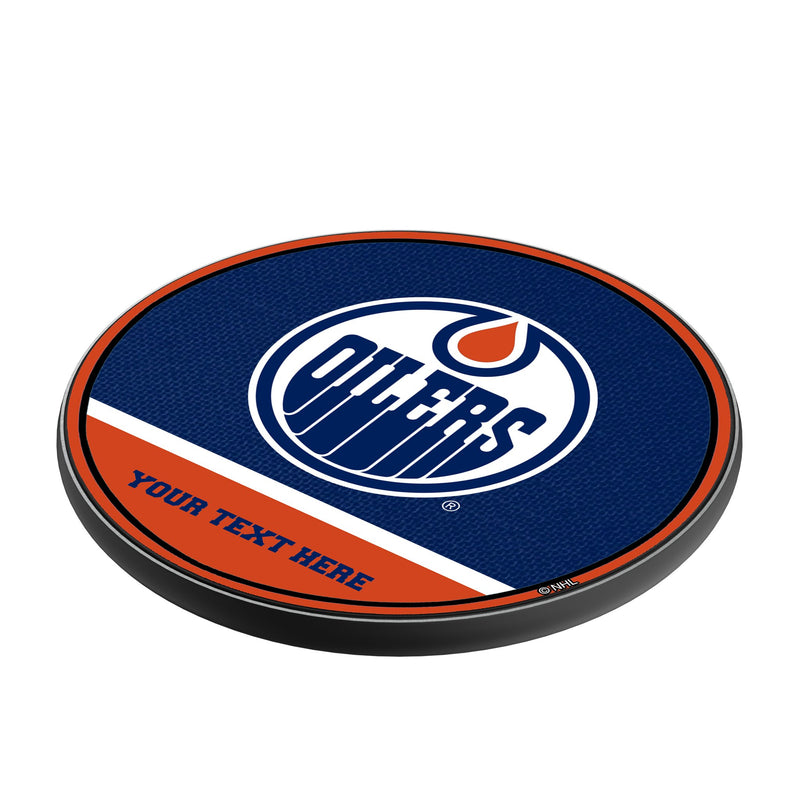 Edmonton Oilers Personalized Endzone Solid 15-Watt Wireless Charger Iso.Jpg