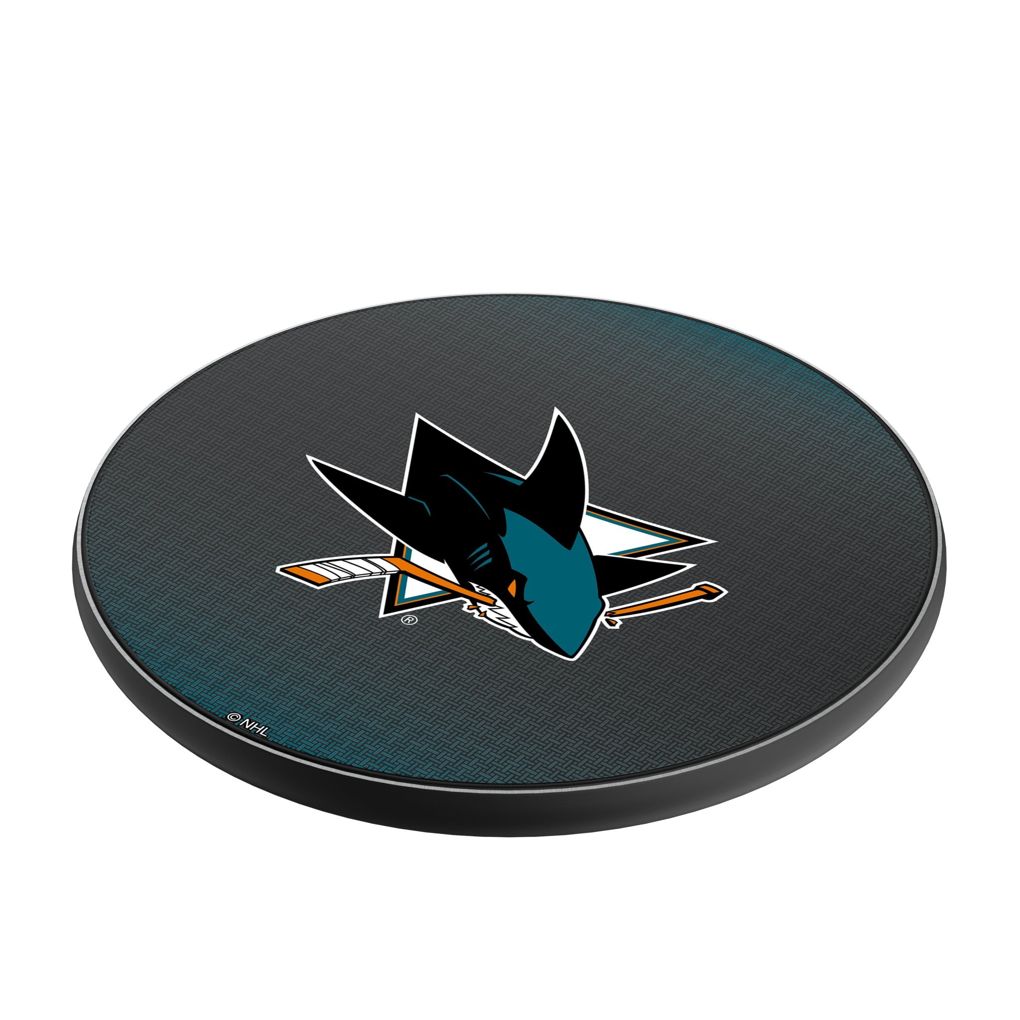 San Jose Sharks Linen 15-Watt Wireless Charger Iso.Jpg