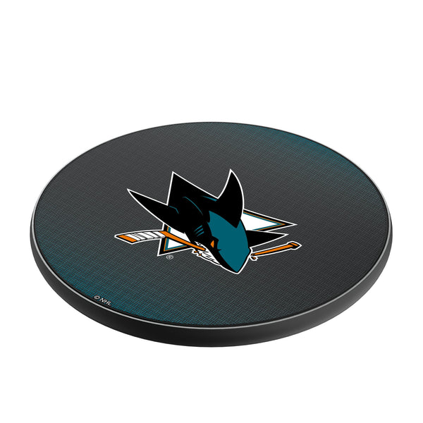 San Jose Sharks Linen 15-Watt Wireless Charger Iso.Jpg