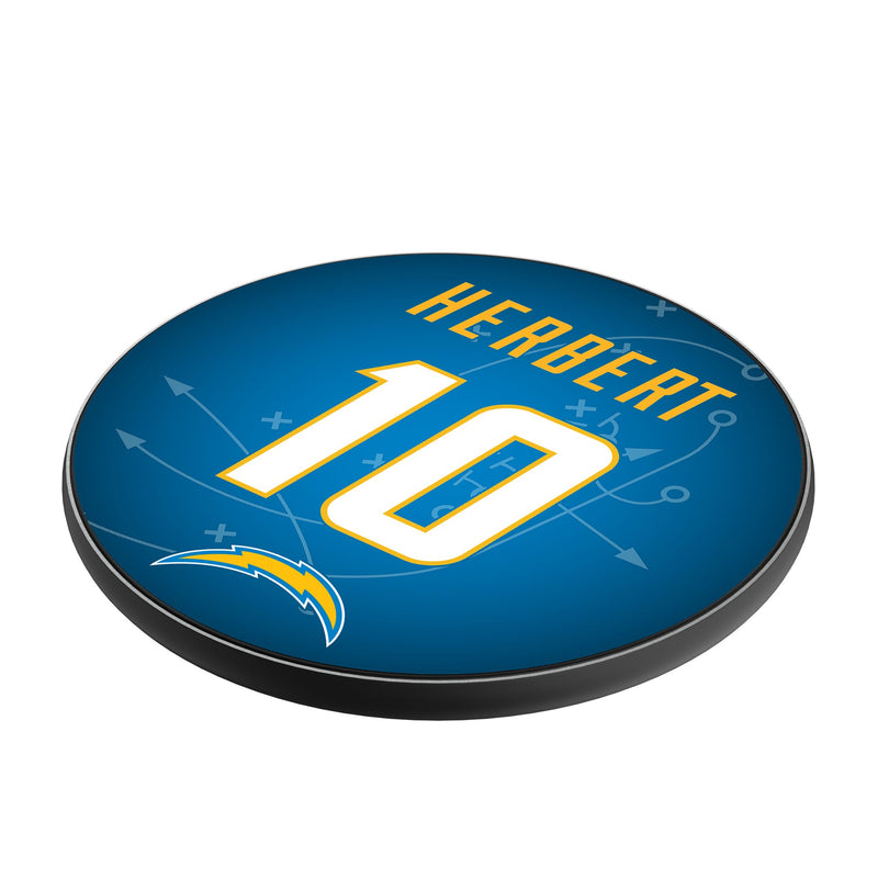 Justin Herbert Los Angeles Chargers 10 Ready 15-Watt Wireless Charger Iso.Jpg