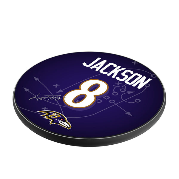 Lamar Jackson Baltimore Ravens 8 Ready 15-Watt Wireless Charger Iso.Jpg