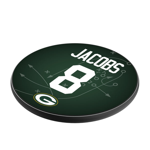 Josh Jacobs Green Bay Packers 8 Ready 15-Watt Wireless Charger Iso.Jpg