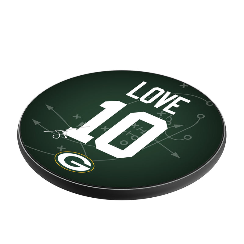 Jordan Love Green Bay Packers 10 Ready 15-Watt Wireless Charger Iso.Jpg