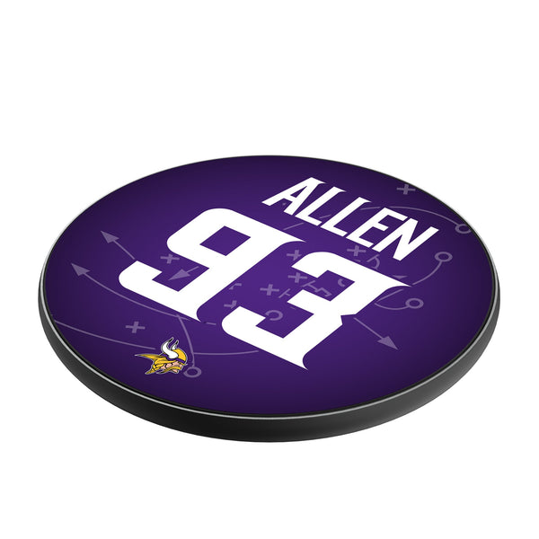 Jonathan Allen Minnesota Vikings 93 Game Tactic 15-Watt Wireless Charger Iso.Jpg