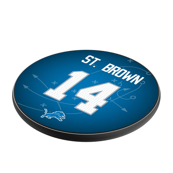 Amon-Ra St. Brown Detroit Lions 14 Ready 15-Watt Wireless Charger Iso.Jpg