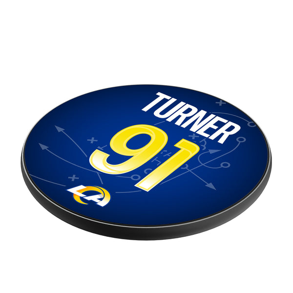 Kobie Turner Los Angeles Rams 91 Ready 15-Watt Wireless Charger Iso.Jpg
