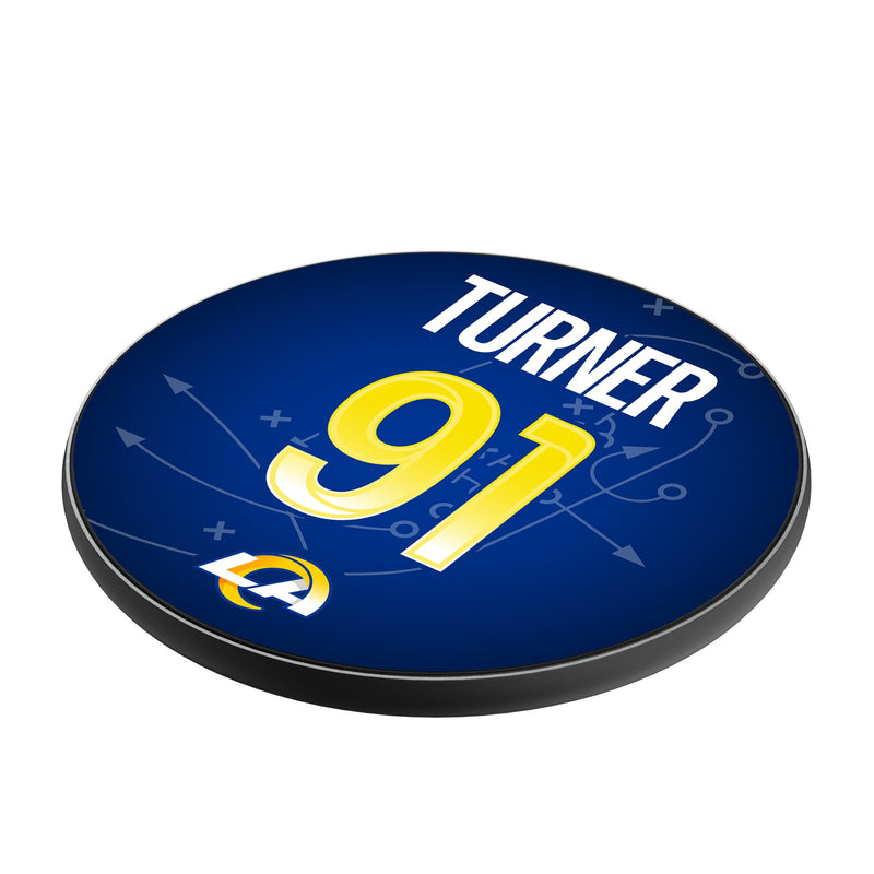 Kobie Turner Los Angeles Rams 91 Ready 15-Watt Wireless Charger Iso.Jpg