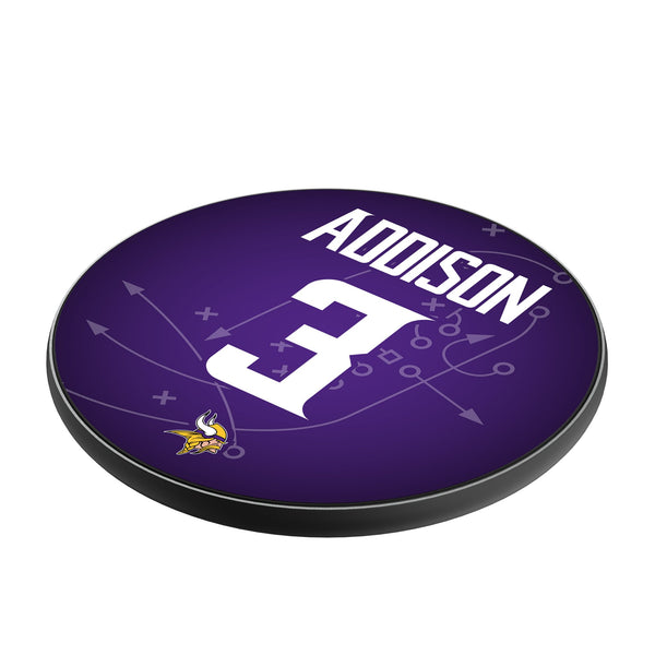 Jordan Addison Minnesota Vikings 3 Ready 15-Watt Wireless Charger Iso.Jpg