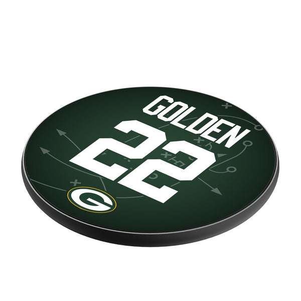 Matthew Golden Green Bay Packers 22 Game Tactic 15-Watt Wireless Charger Iso.Jpg