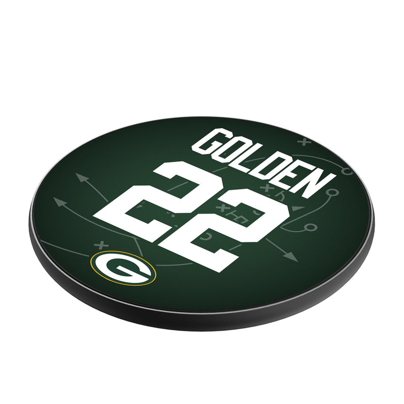 Matthew Golden Green Bay Packers 22 Game Tactic 15-Watt Wireless Charger Iso.Jpg