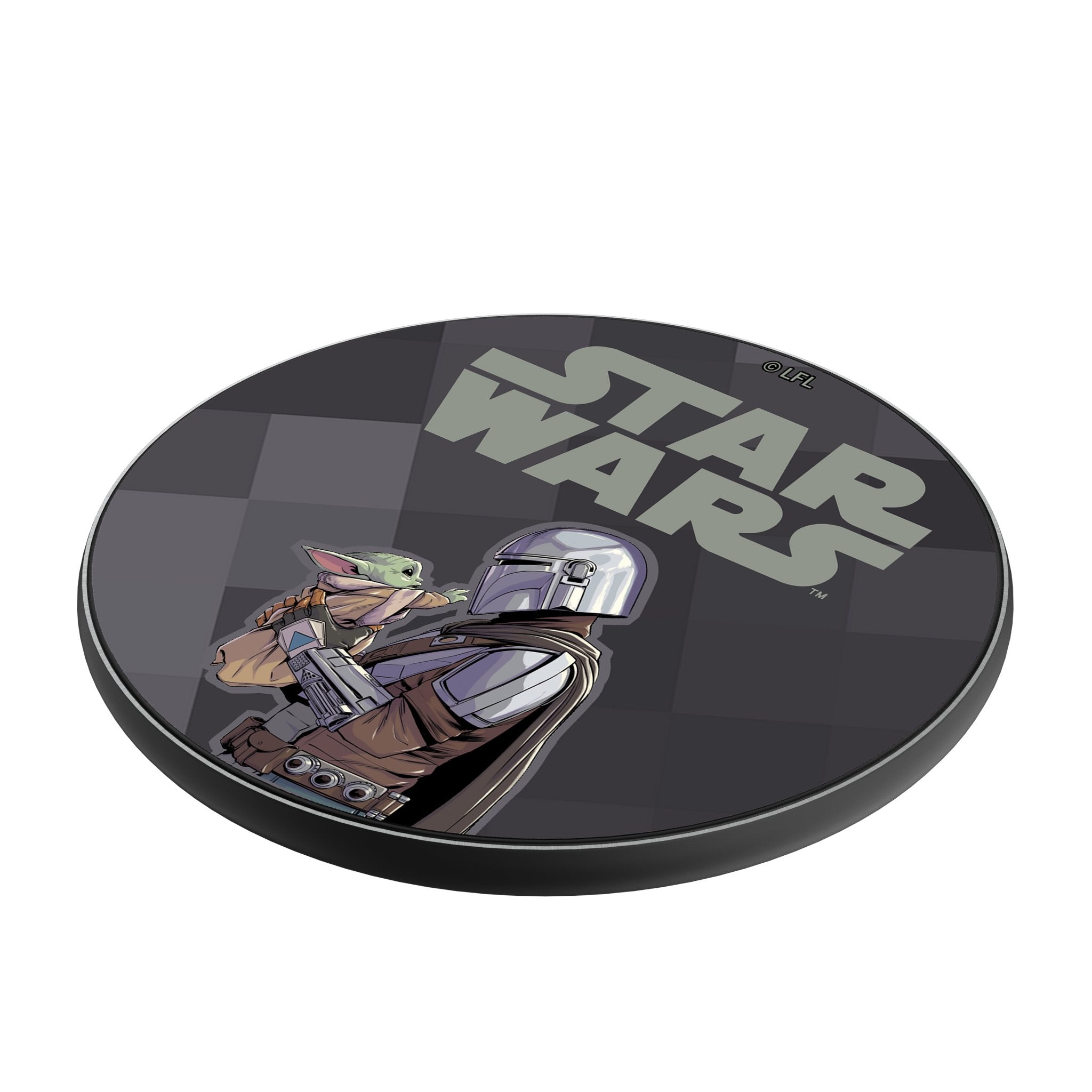 Star Wars: The Mandalorian Grogu and Din Djarin Color Block 15-Watt Wireless Charger Iso.Jpg